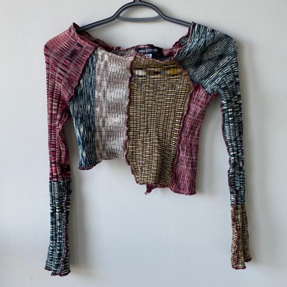 Urban Outfitters Patchwork Long Sleeve Crop Top - Picture 4 of 7